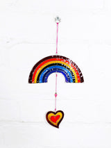 Rainbow With Hanging Heart Suncatcher
