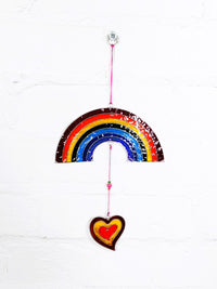 Rainbow With Hanging Heart Suncatcher
