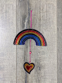 Rainbow With Hanging Heart Suncatcher