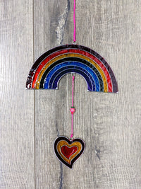 Rainbow With Hanging Heart Suncatcher