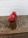 White Wooden Painted Bird On Driftwood Stand