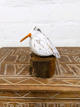 Wooden Painted Bird On Driftwood Stand