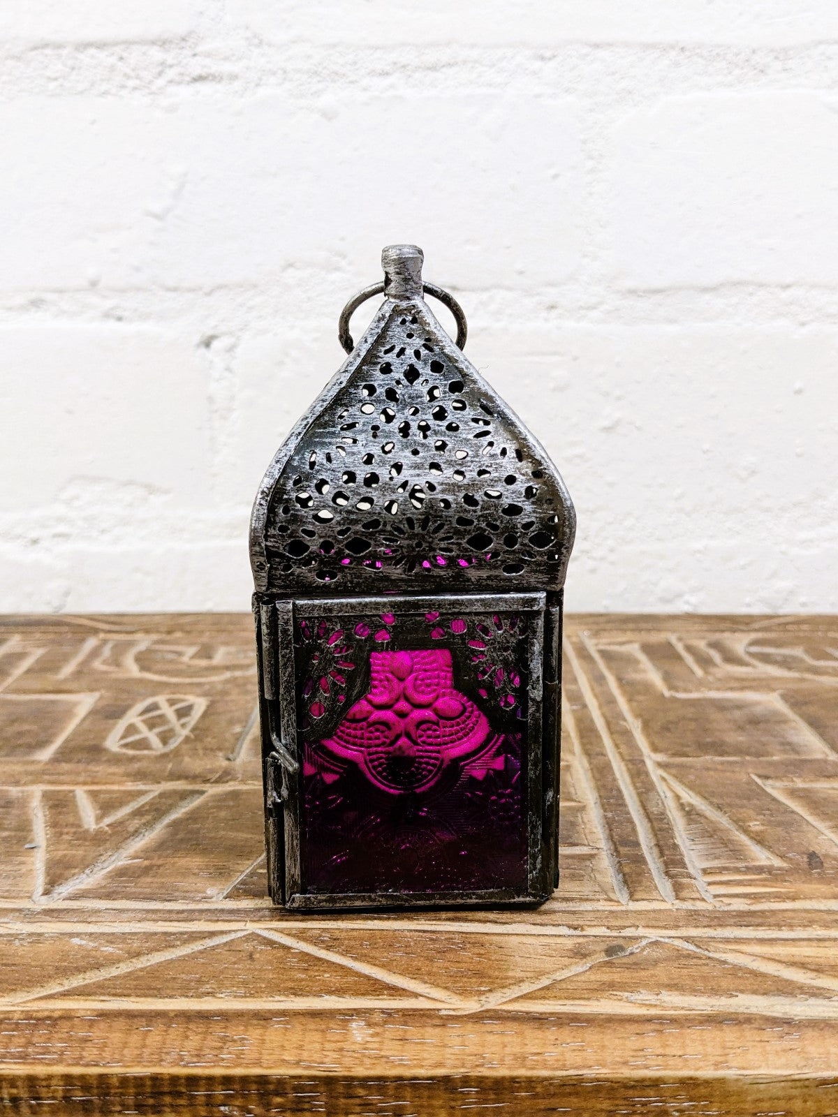 Black Turquoise-Glass Lantern
