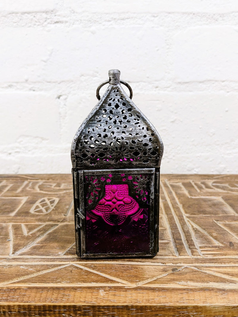 Black Turquoise-Glass Lantern