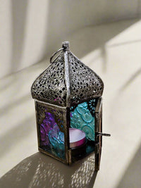 Black Turquoise-Glass Lantern