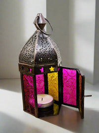Copper Antique Yellow-Glass Lantern