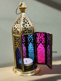 Brass Antique Multi Glass Lantern