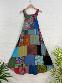 Patchwork Long Flared Dress