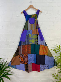 Patchwork Long Flared Dress