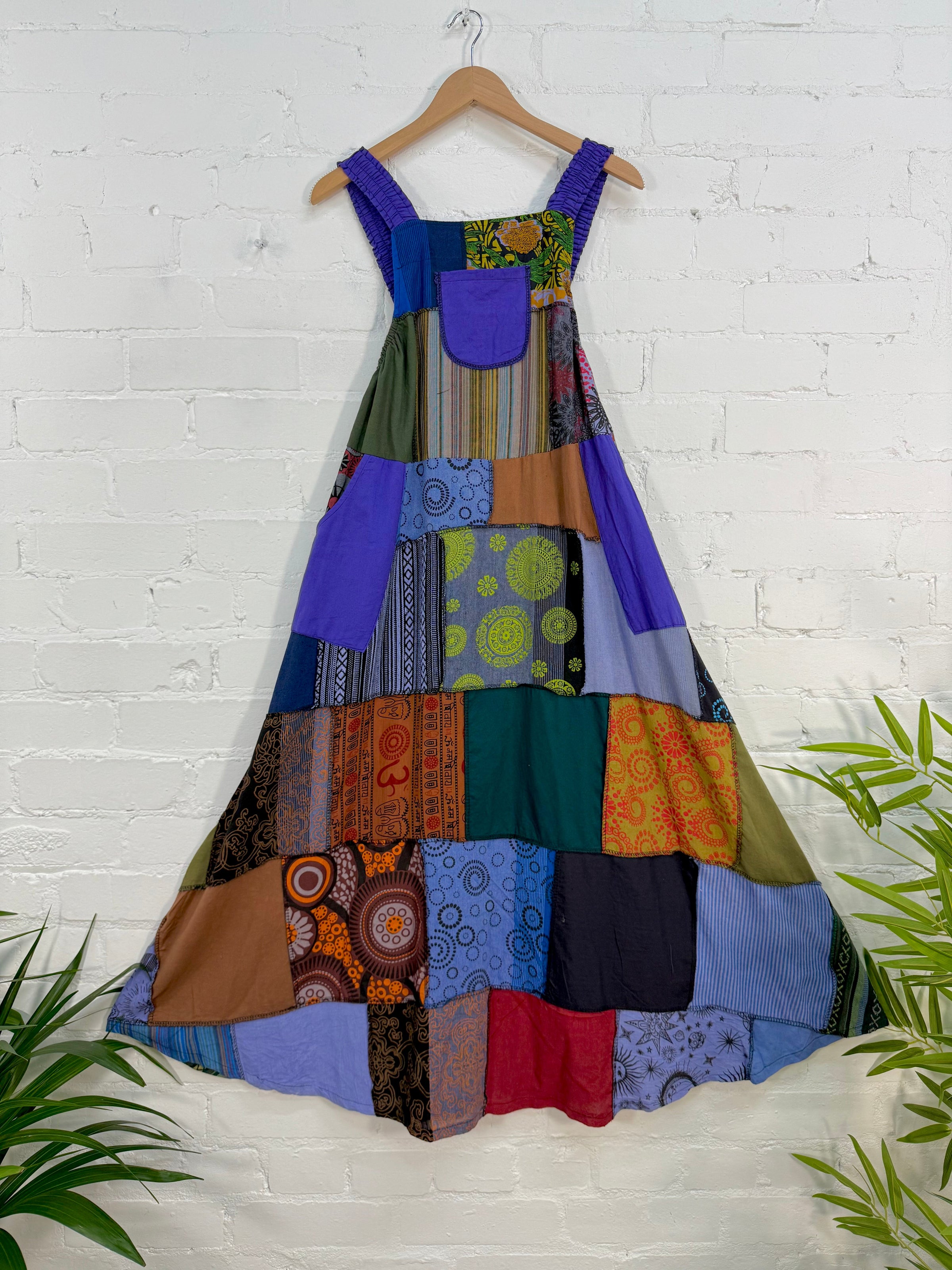 Patchwork Long Flared Dress