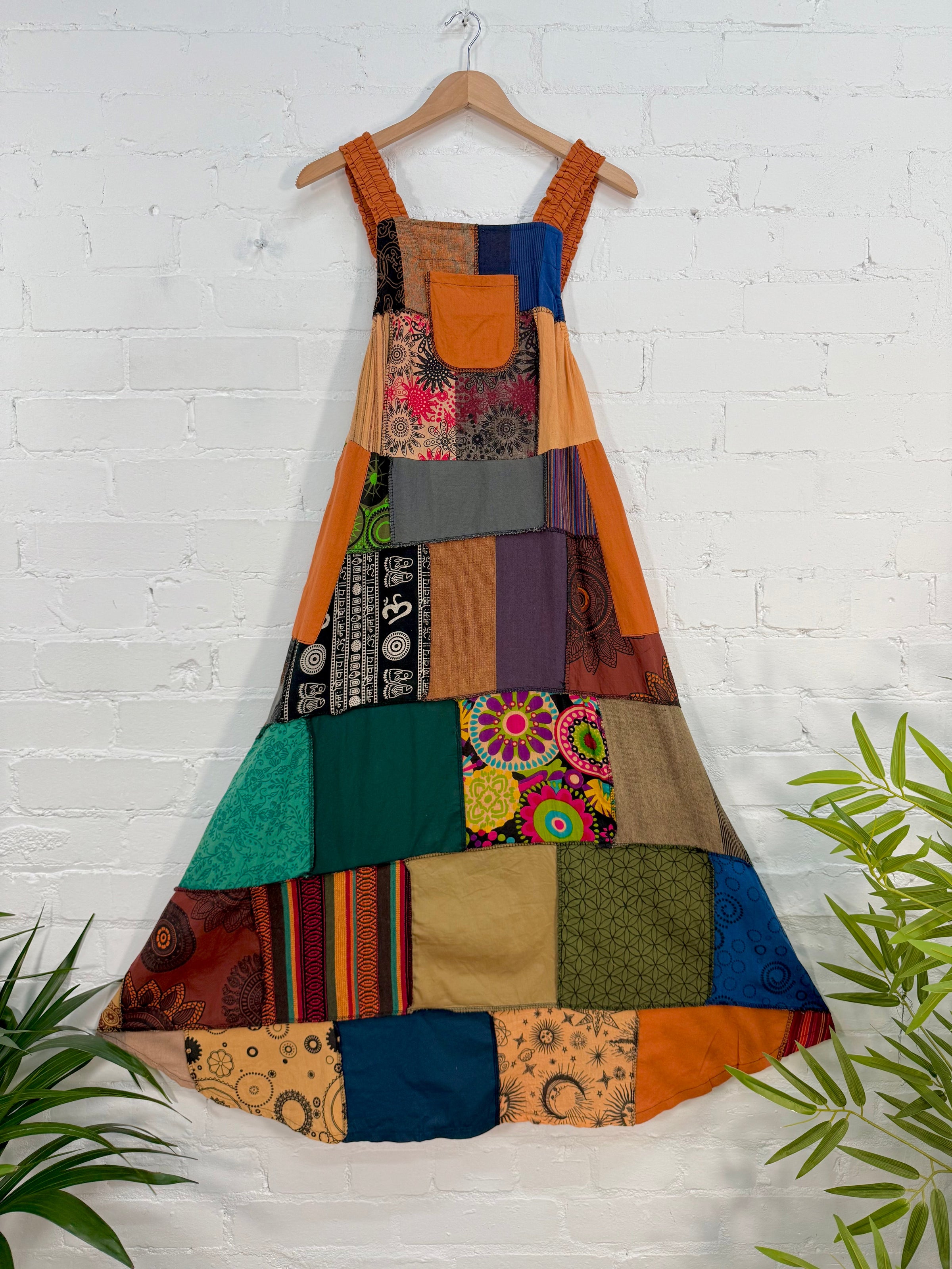 Patchwork Long Flared Dress