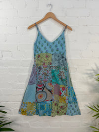 Patchwork Strappy Midi Dress