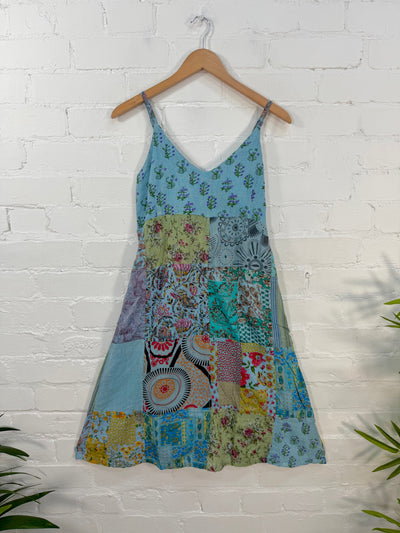 Patchwork Strappy Midi Dress