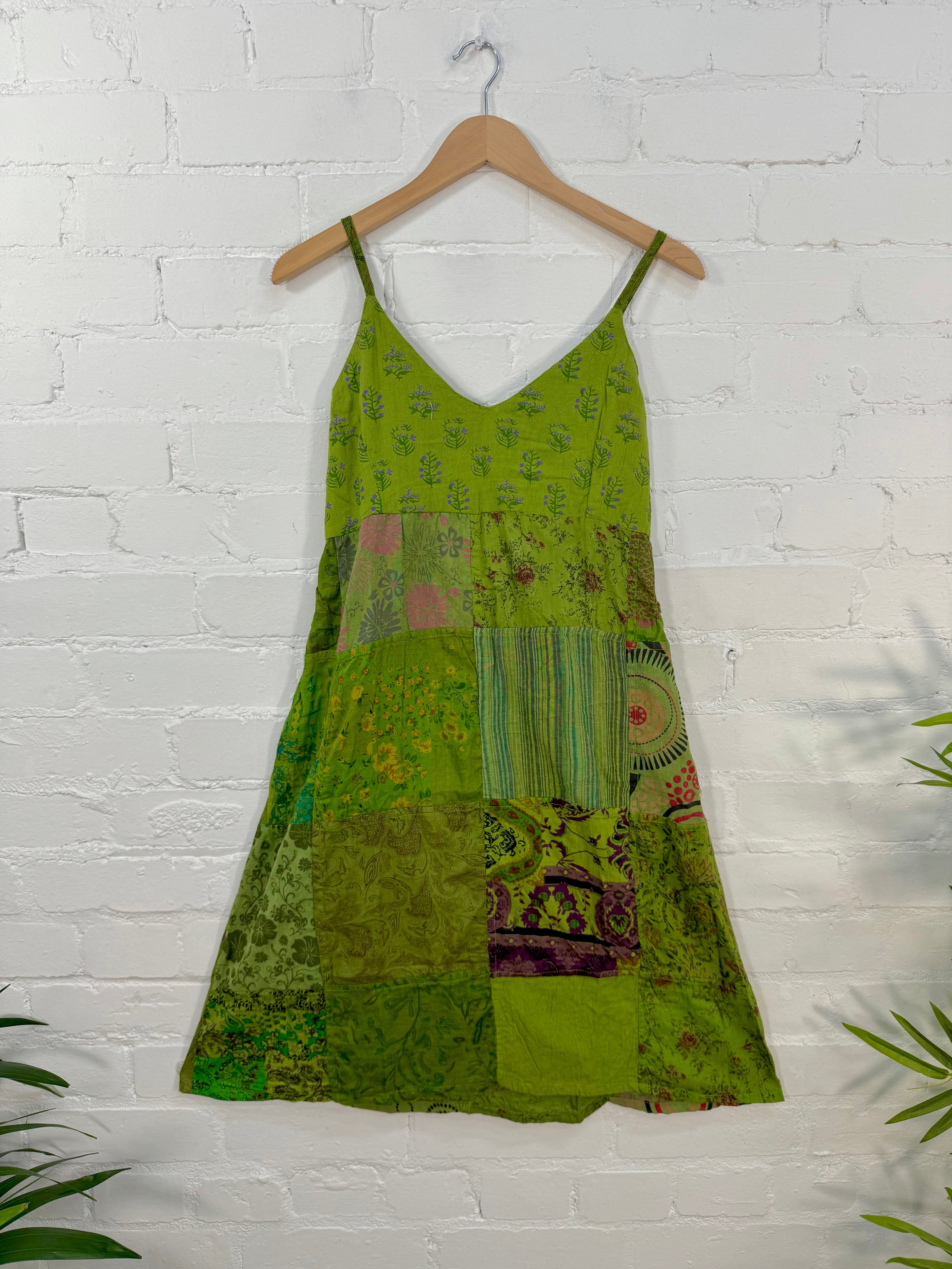Patchwork Strappy Midi Dress