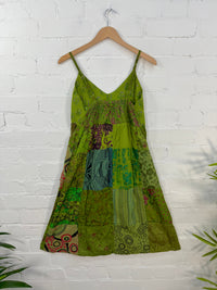 Patchwork Strappy Midi Dress