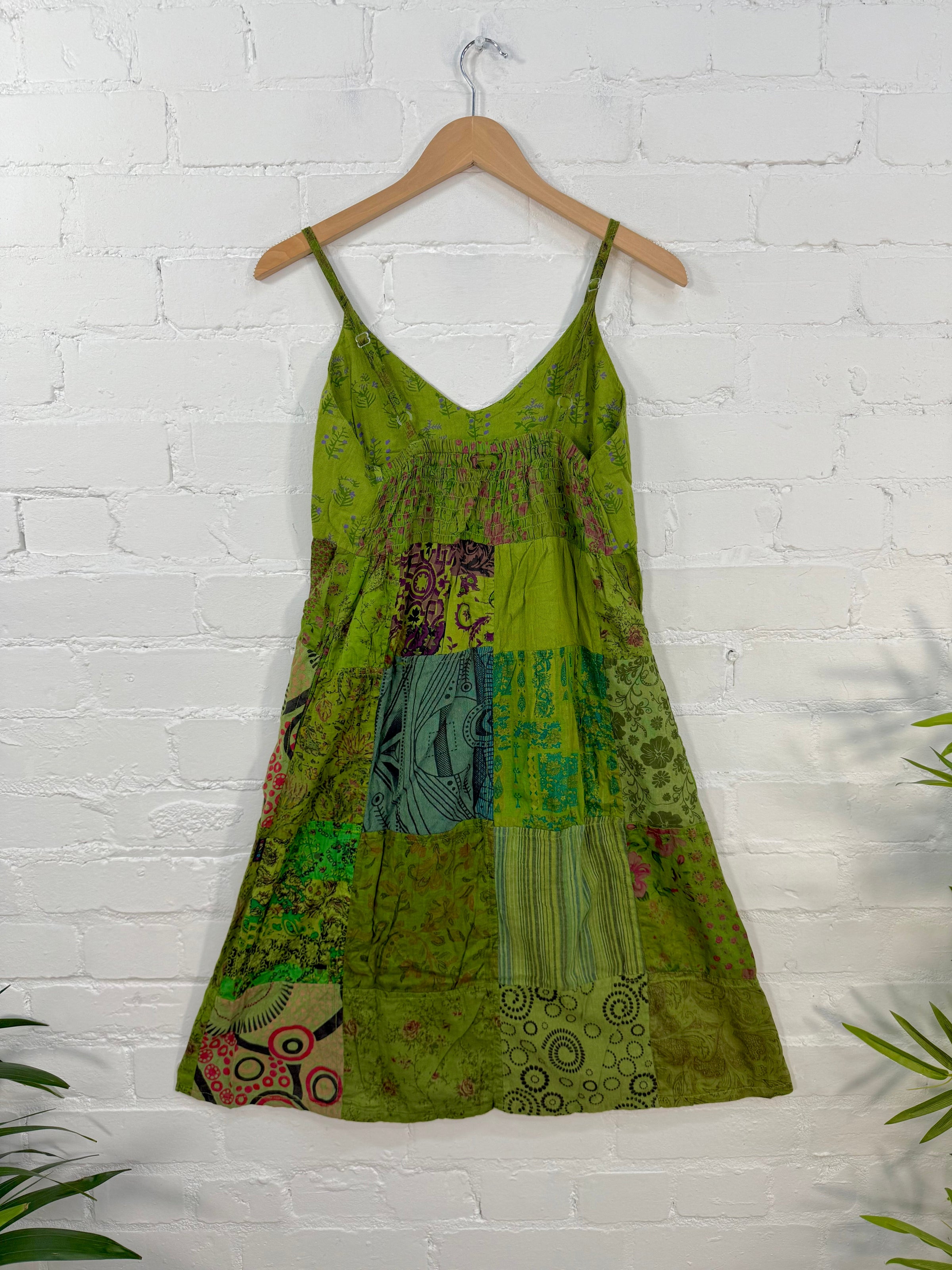Patchwork Strappy Midi Dress