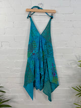 Patchwork Short Halter Neck Dress