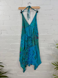 Patchwork Short Halter Neck Dress