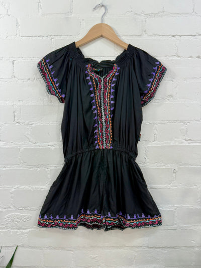 Embroidered Off The Shoulder Playsuit