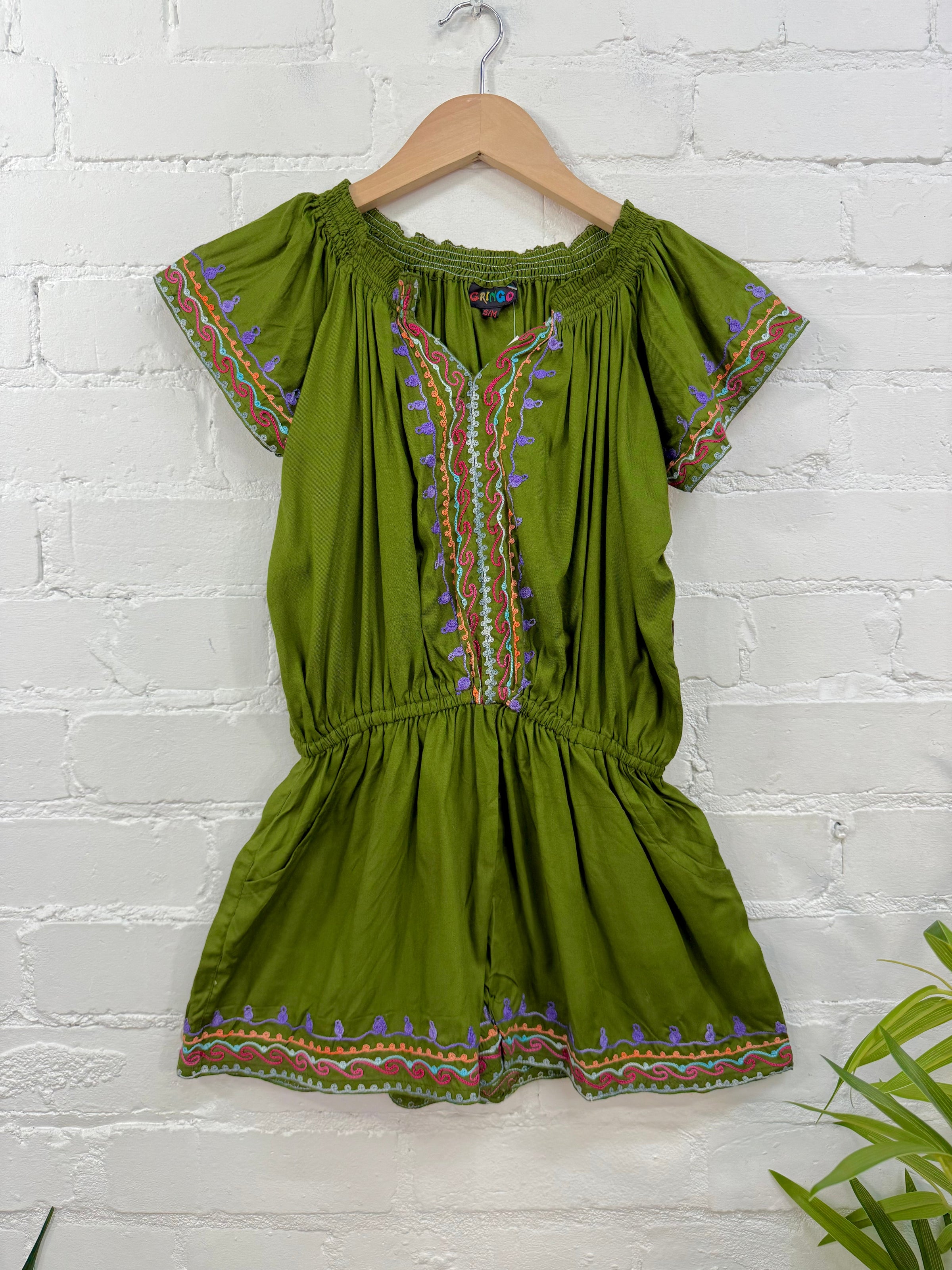 Embroidered Off The Shoulder Playsuit