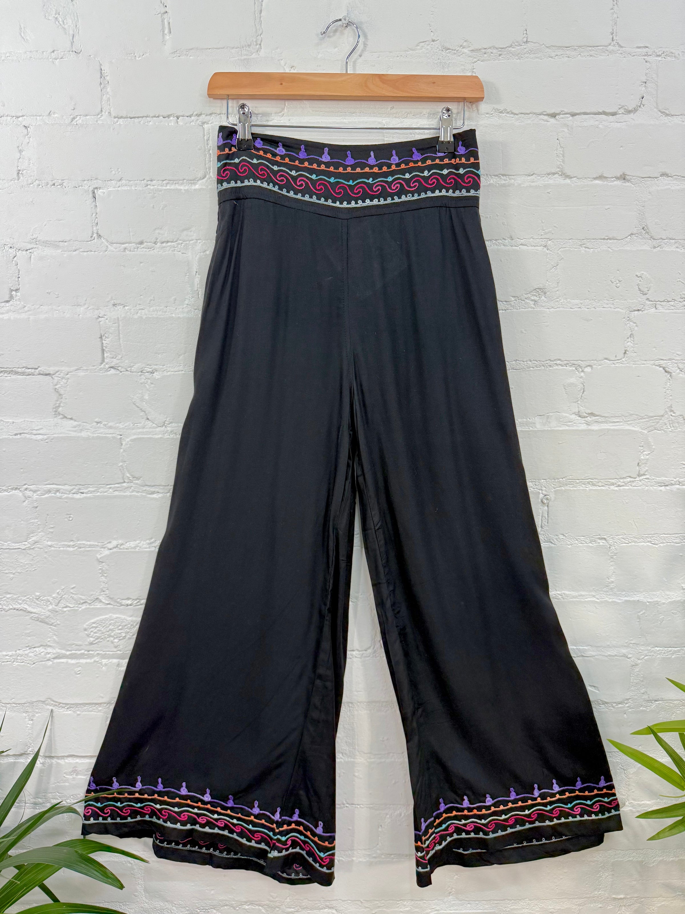 Embroidered Wide Leg Trousers