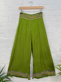 Embroidered Wide Leg Trousers