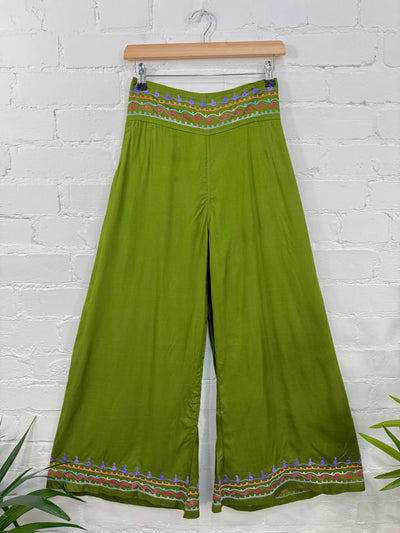 Embroidered Wide Leg Trousers