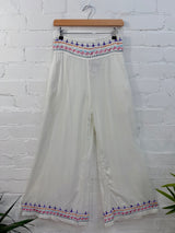 Embroidered Wide Leg Trousers
