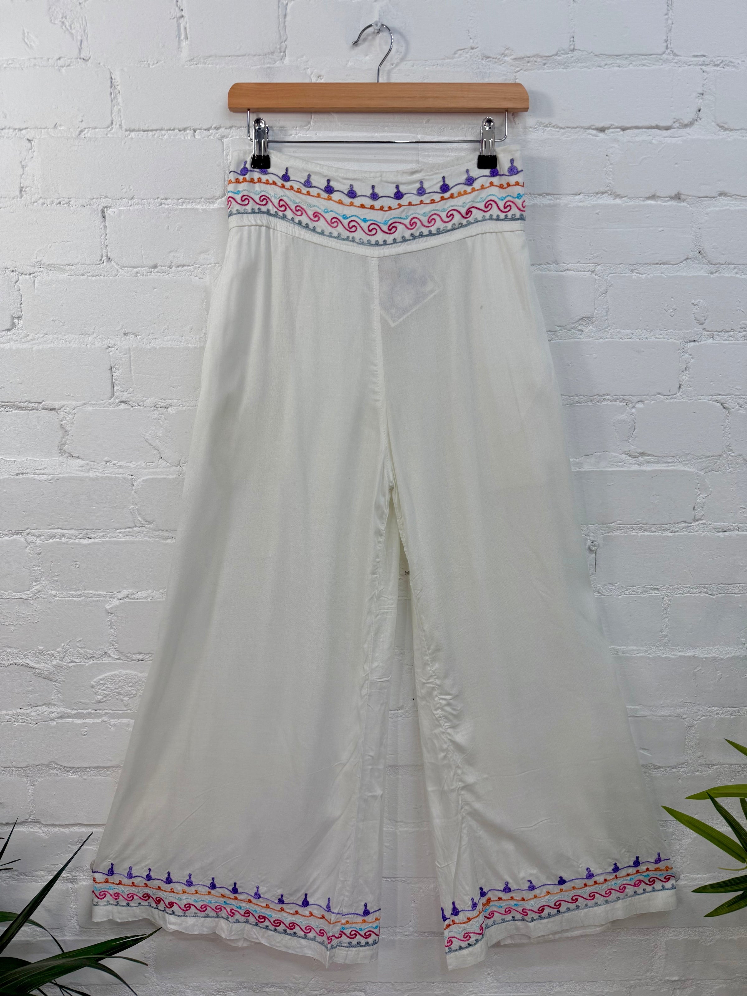 Embroidered Wide Leg Trousers