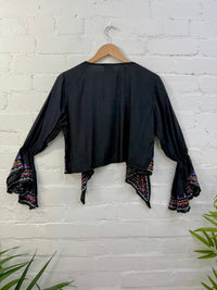 Embroidered Cropped Tie Top