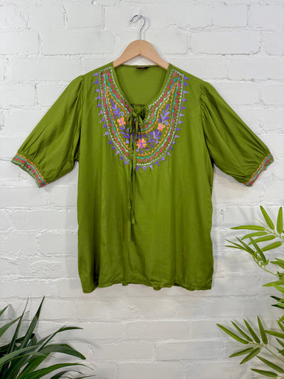Short Sleeve Embroidered Top