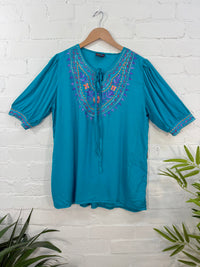 Short Sleeve Embroidered Top