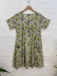 Batik Print Flared Midi Dress