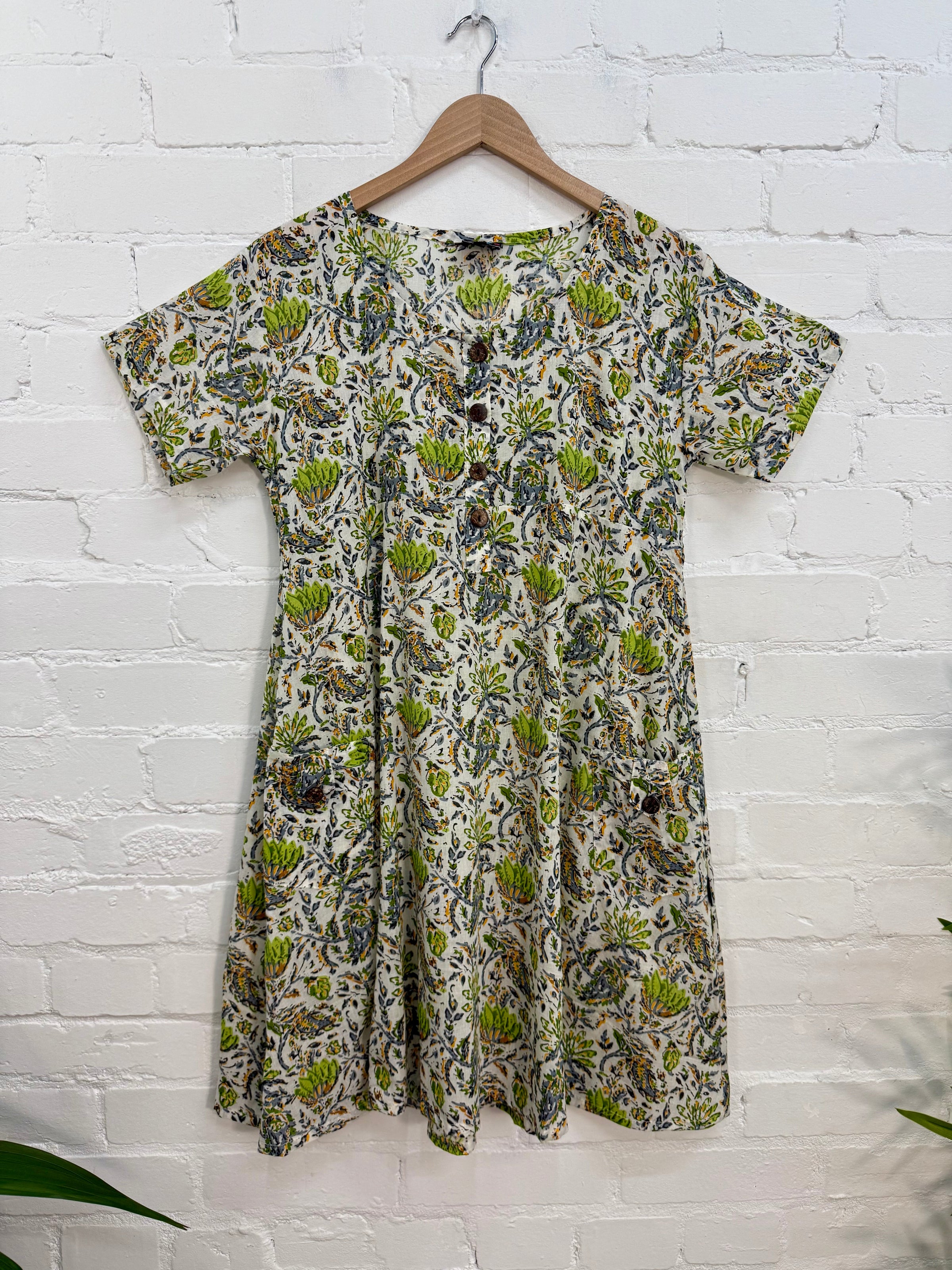 Batik Print Flared Midi Dress