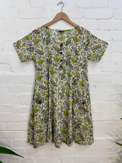 Batik Print Flared Midi Dress