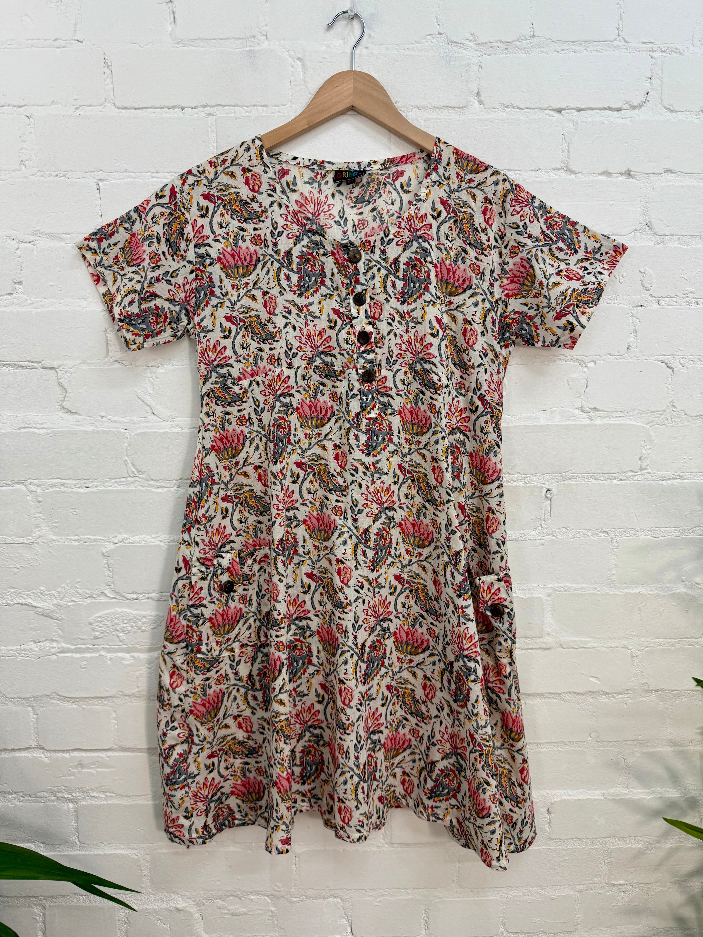Batik Print Flared Midi Dress