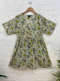 Batik Print Short Sleeve Short Dress
