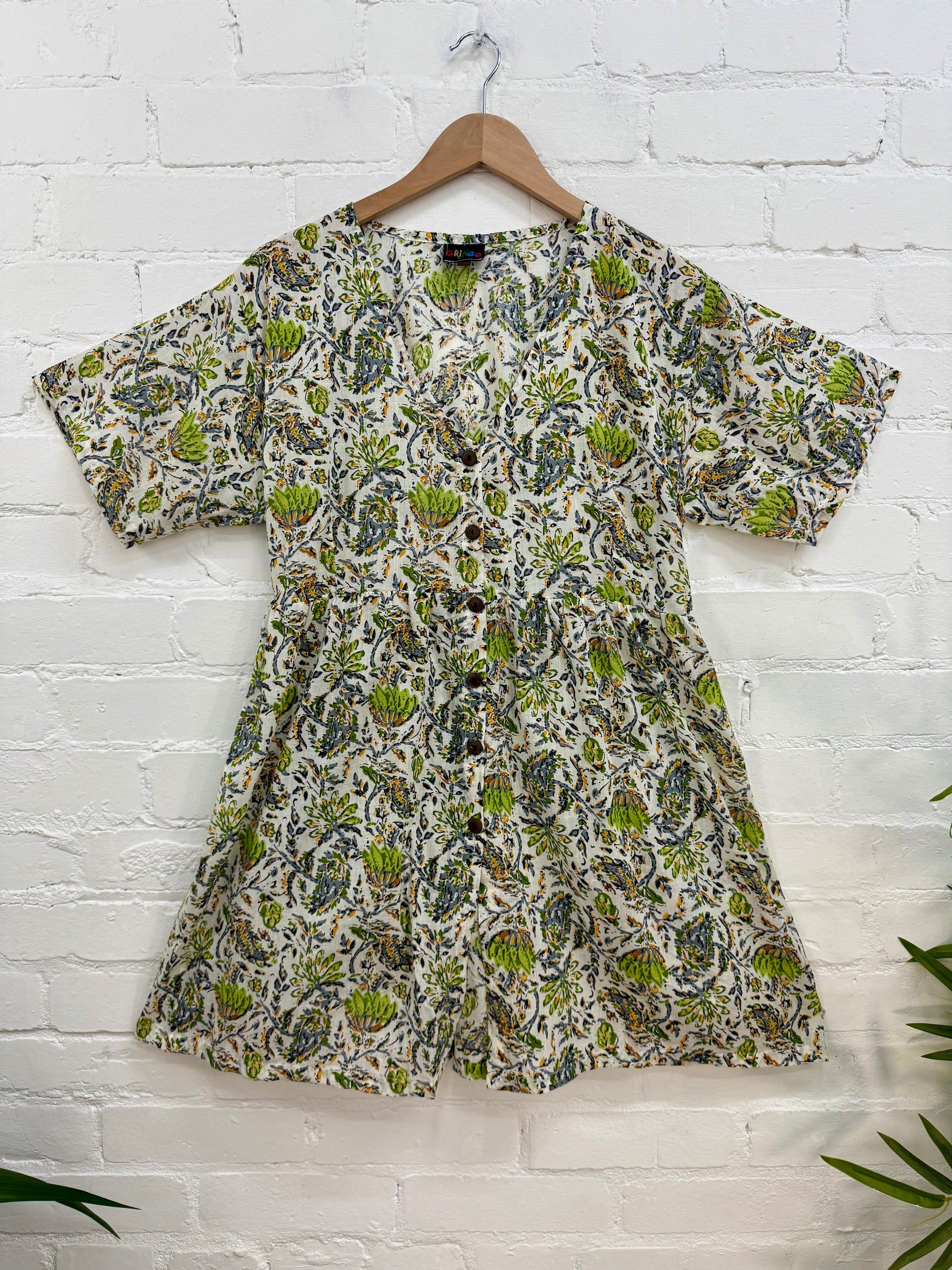 Batik Print Short Sleeve Short Dress
