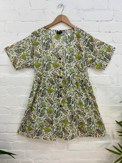 Batik Print Short Sleeve Short Dress