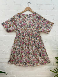Batik Print Short Sleeve Short Dress
