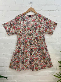 Batik Print Short Sleeve Short Dress
