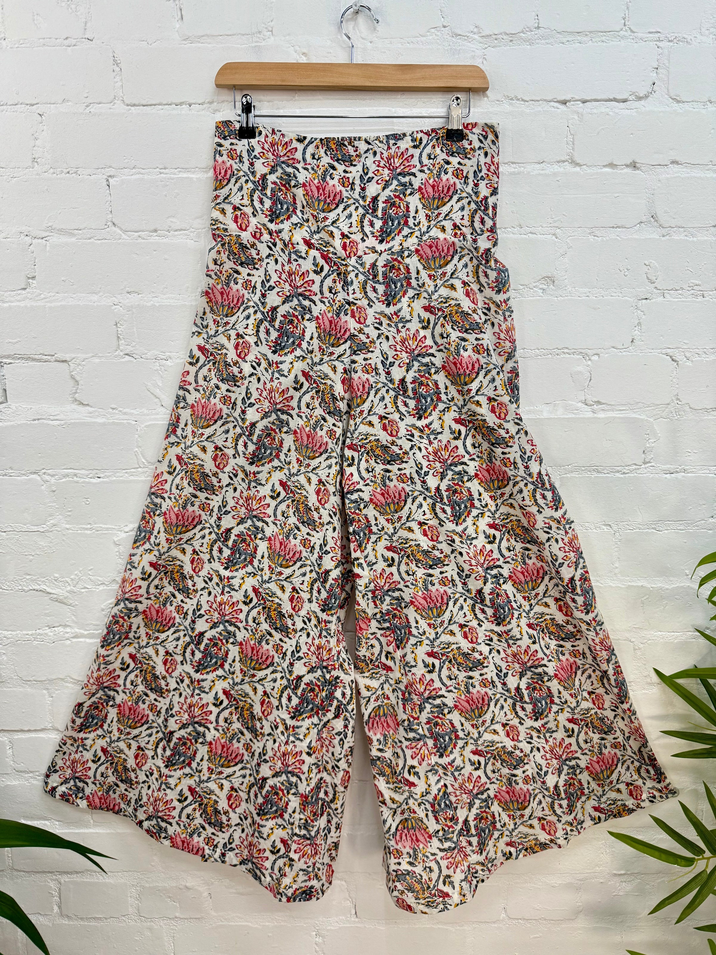 Batik Print Elasticated Wide Leg Trousers