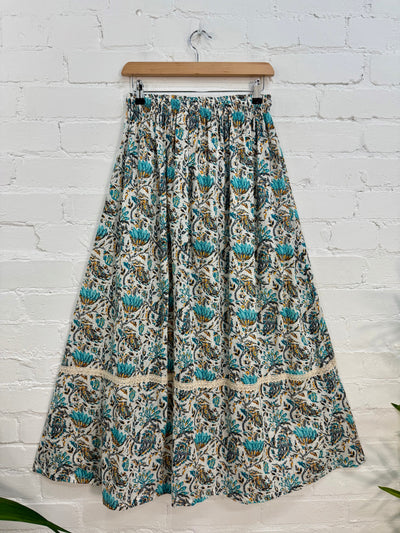 Batik Print Long Flared Skirt