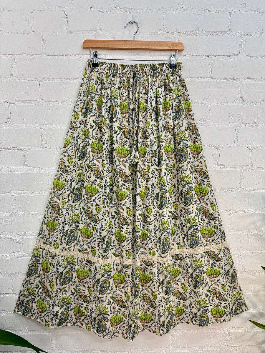 Batik Print Long Flared Skirt