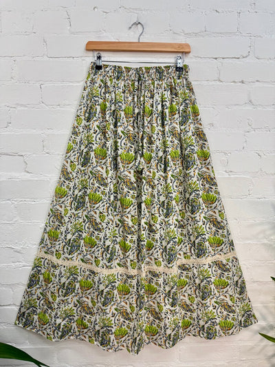 Batik Print Long Flared Skirt