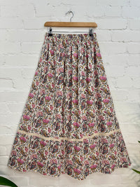 Batik Print Long Flared Skirt