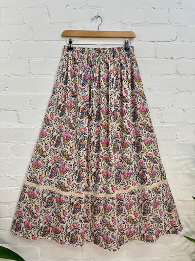 Batik Print Long Flared Skirt