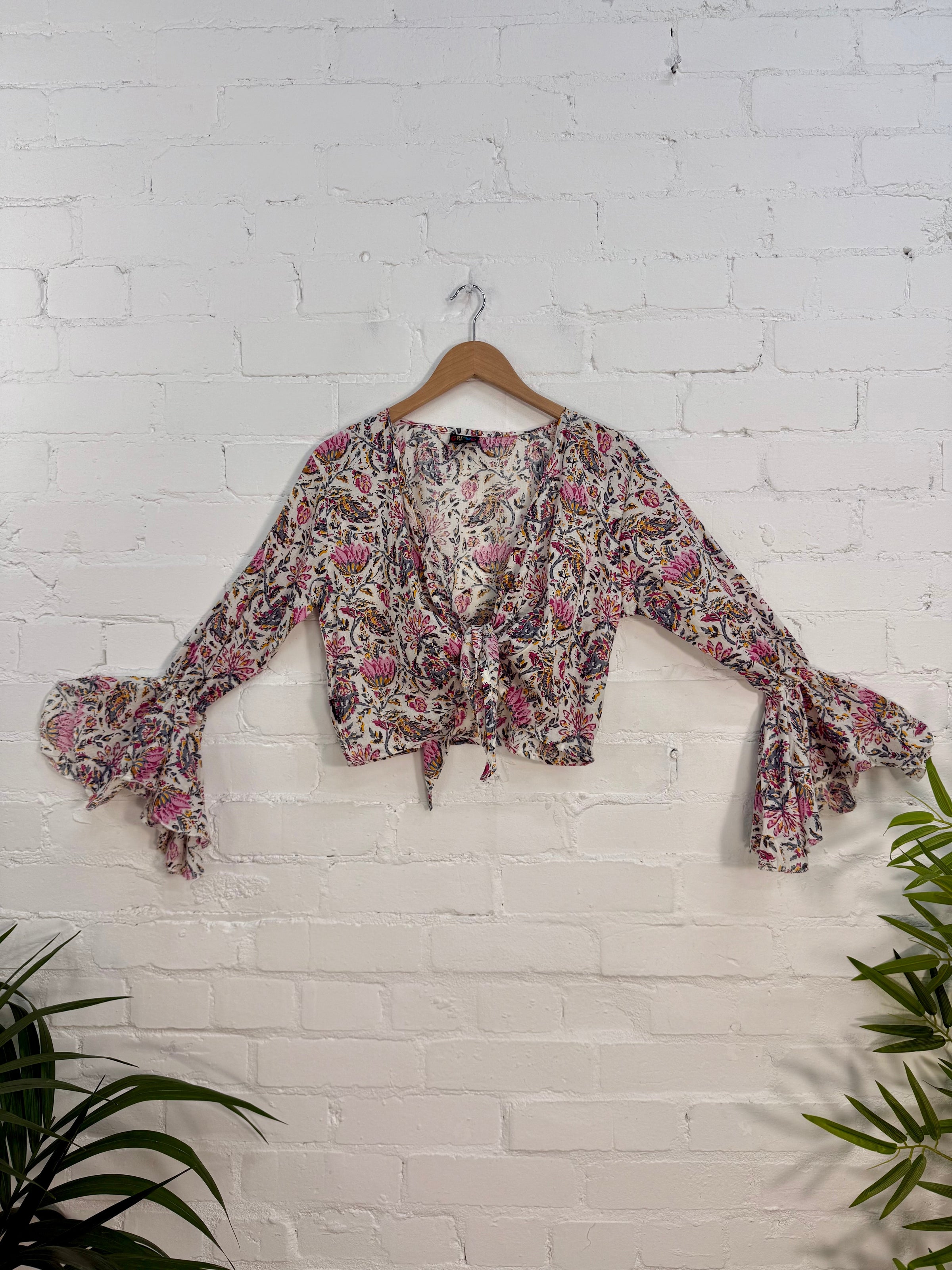 Batik Print Cropped Tie Top