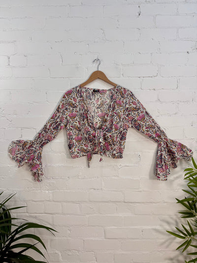 Batik Print Cropped Tie Top