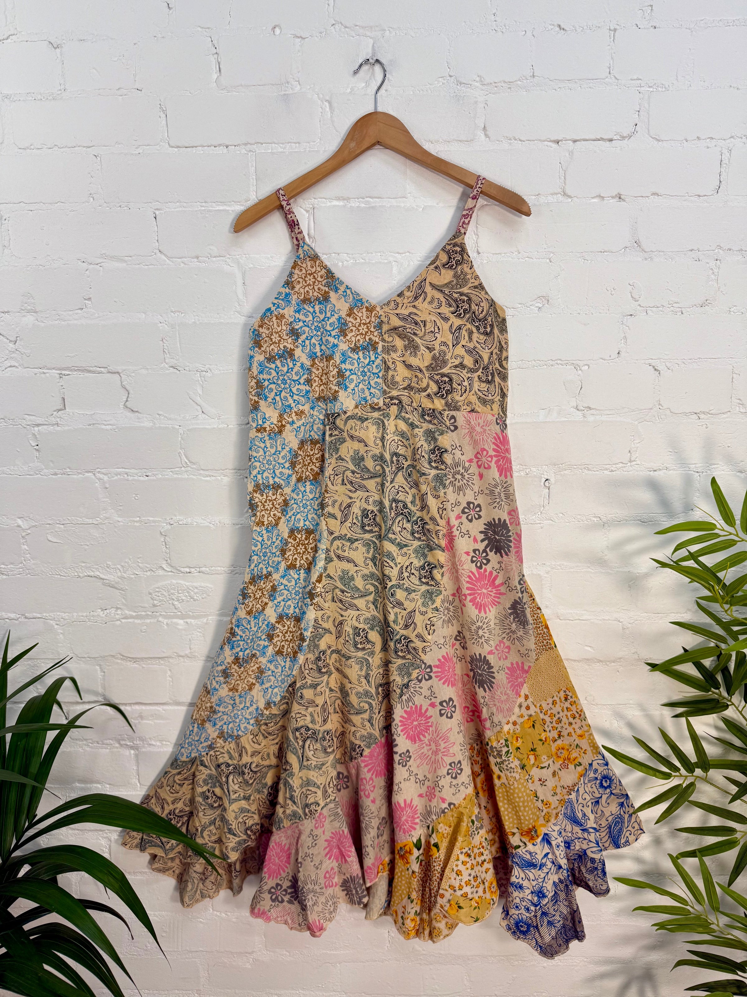 Jaipuri Print Panelled Midi Dress